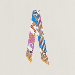 NWT HERMES BRIDES ET GRIS-GRIS TWILLY CYCLAMEN/BLEU VIF/BLANC COMES WITH BOX